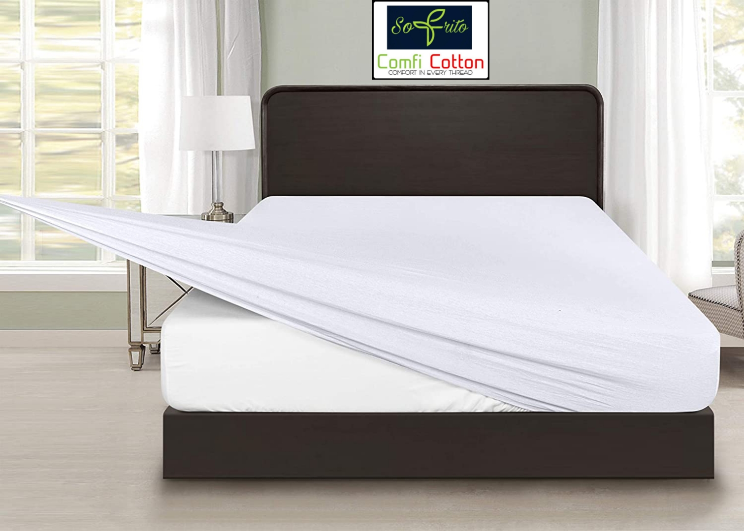 Fitted Bedsheet 100% Cotton - 210 TC Percale - Plain - White