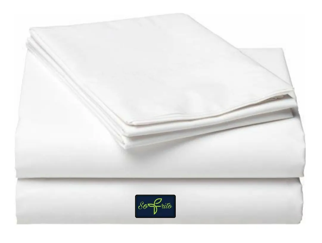 Sofrito 100% Cotton Bedsheet (Flat P20S - 120 TC - Plain - White