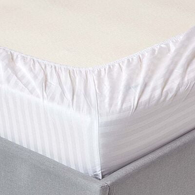 Fitted Bedsheet Glace Cotton 400 TC - Striped - White Fitted Bedsheet Glace Cotton 400 TC - Striped - White
