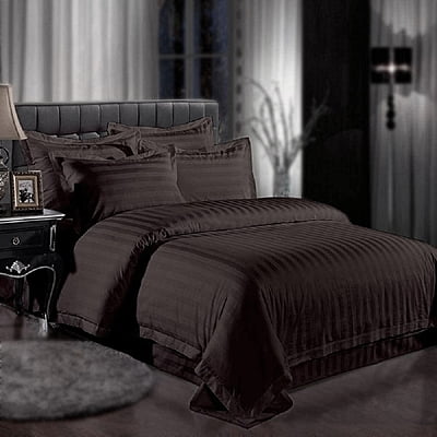 Pillow Cover Non-Framed Glace Cotton 300 TC - Striped - Dark Coffee