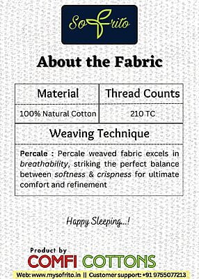 Bedsheet (Flat) 100% Cotton - Percale - 210 TC - Plain - White