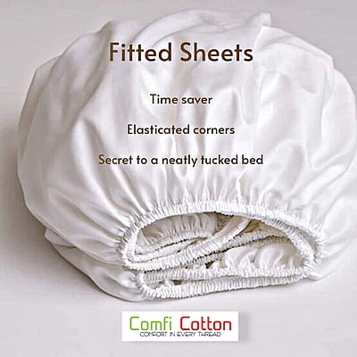 Fitted Bedsheet Glace Cotton 400 TC - Striped - White Fitted Bedsheet Glace Cotton 400 TC - Striped - White
