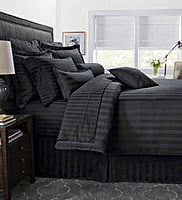 Duvet / Comforter Cover Glace Cotton 300 TC - Striped - Black