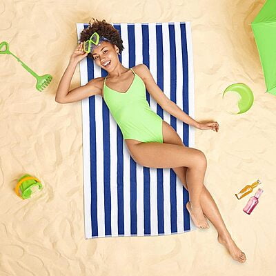 Pool Cabana Blue - Stripe Towel